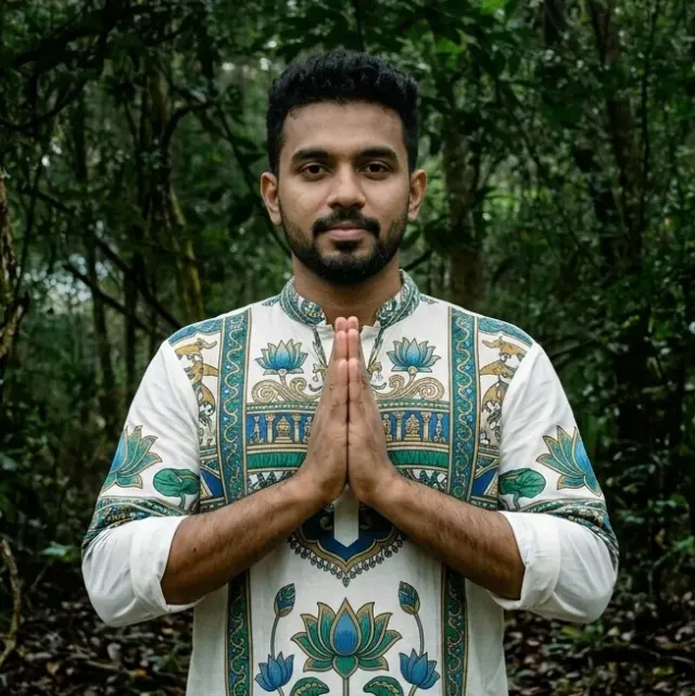 Suranga Senarath, manager and host, greeting guests with an ayubowan
