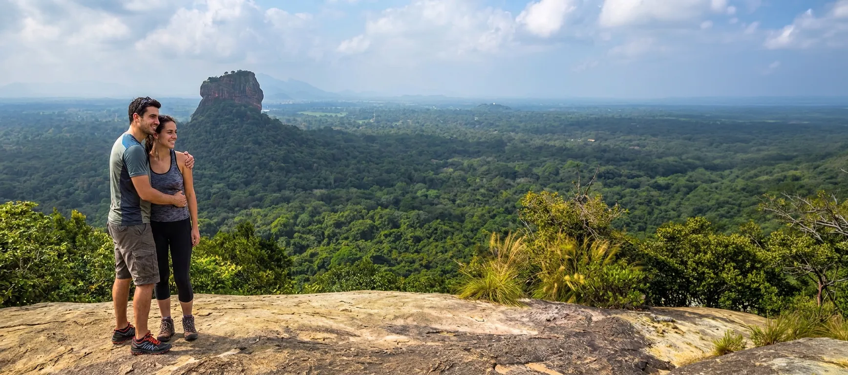 Sigiriya Rock rising above the forest